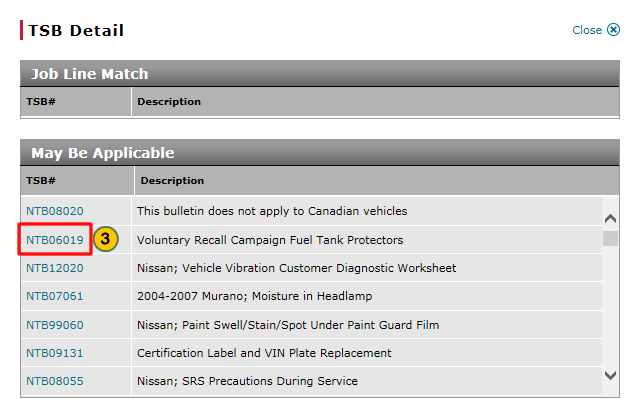 Service: View Technical Service Bulletin (TSB)